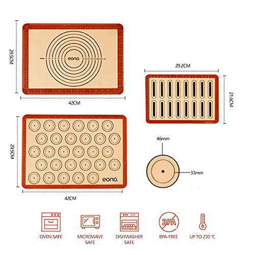 Goalfly Lot de 3 tapis de cuisson ronds en silicone réutilisables de 20,3 cm pour moule à gâteau de 20,3 cm, tapis en silicone pour la cuisson de gâteaux, pizzas, tartes, pain
