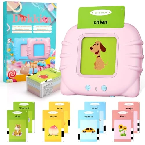 Cartes Parlante Montessori Français, Cartes Flash Parlantes Français 224 Mots, Cartes éducatives Français pour Enfants, Jouets éducatifs pour écouter et Apprendre Mots Français, Motami Français -Rose