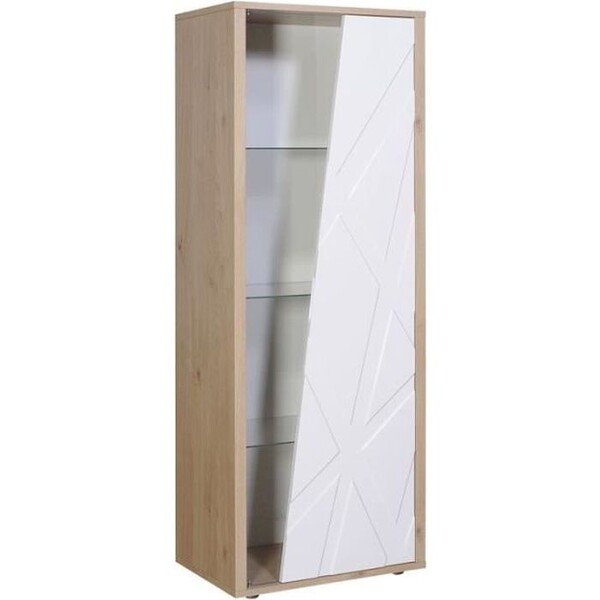 Vitrine 1 porte Chêne-Blanc - JODIE n°2 - L 67 x l
