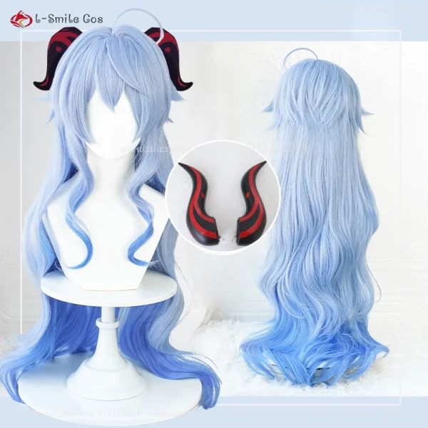 Anime Ganyu Cosplay Wig 90cm Long Blue Gradient Cruly Women Wigs Heat Resistant Synthetic Hair Halloween Party Wig + Wig Cap - AliExpress 200000532