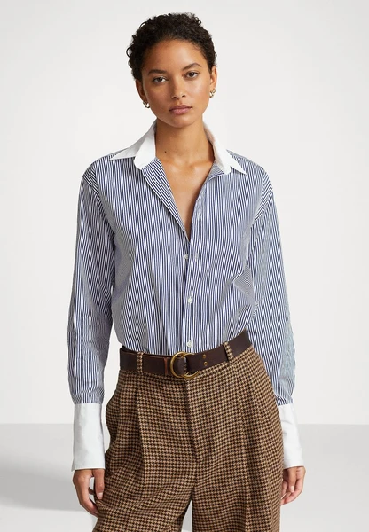 RELAXED FIT TWO TONE STRIPED SHIRT - Chemisier - white/fall royal