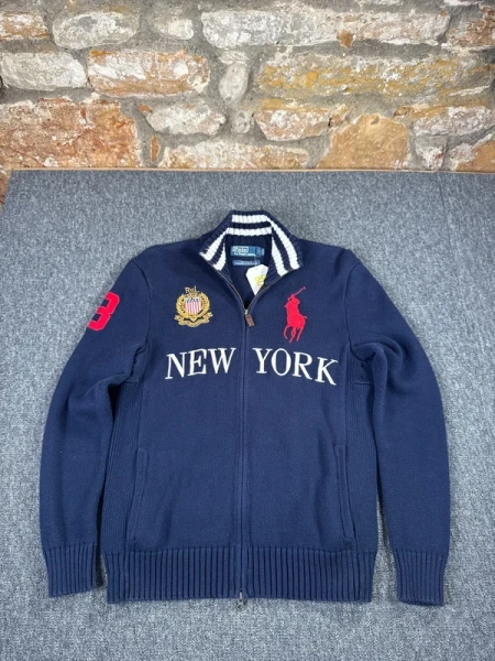 Gilet Full Zip Ralph Lauren Marine New York Collector Vintage #H18