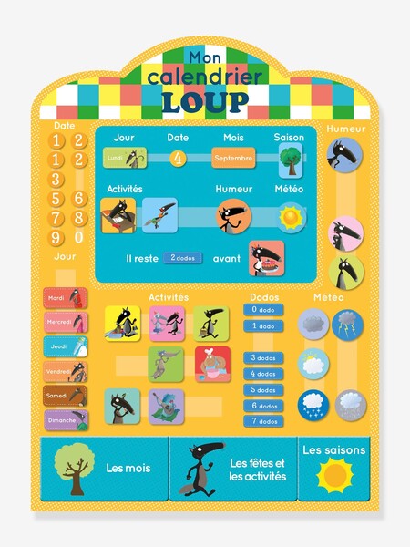 Calendrier en tissu le Loup AUZOU bleu - Auzou Sodis