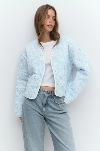 Quilted jacket - Blue - Women - Gina Tricot