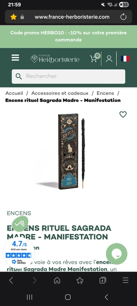 Encens rituel Sagrada Madre - Manifestation