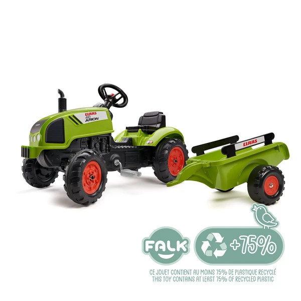 Tracteur à pédales Claas avec remorque