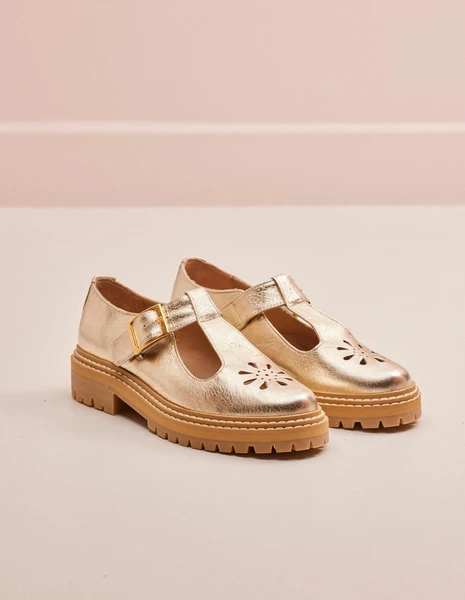 Derbies en cuir grainé cetifié | beige "romane champagne grained leather" Odaje ex M.Moustache
