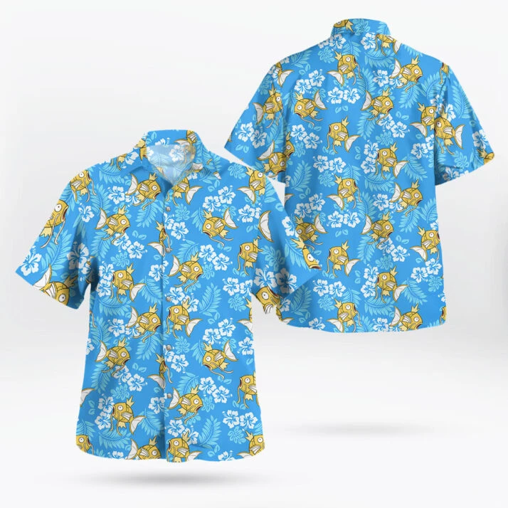 Yellow Magikarp Pokemon Blue Hawaiian Shirt - Tropi Hawaiian Shirts