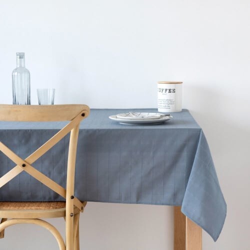 Nappe à rayures bleu gris 135x240  | Maisons du Monde