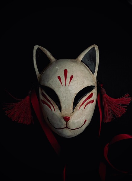 Fabriqué sur commande. Masque Kitsune. Masque d’anime. Costume de cosplay. Masque de renard japonais.