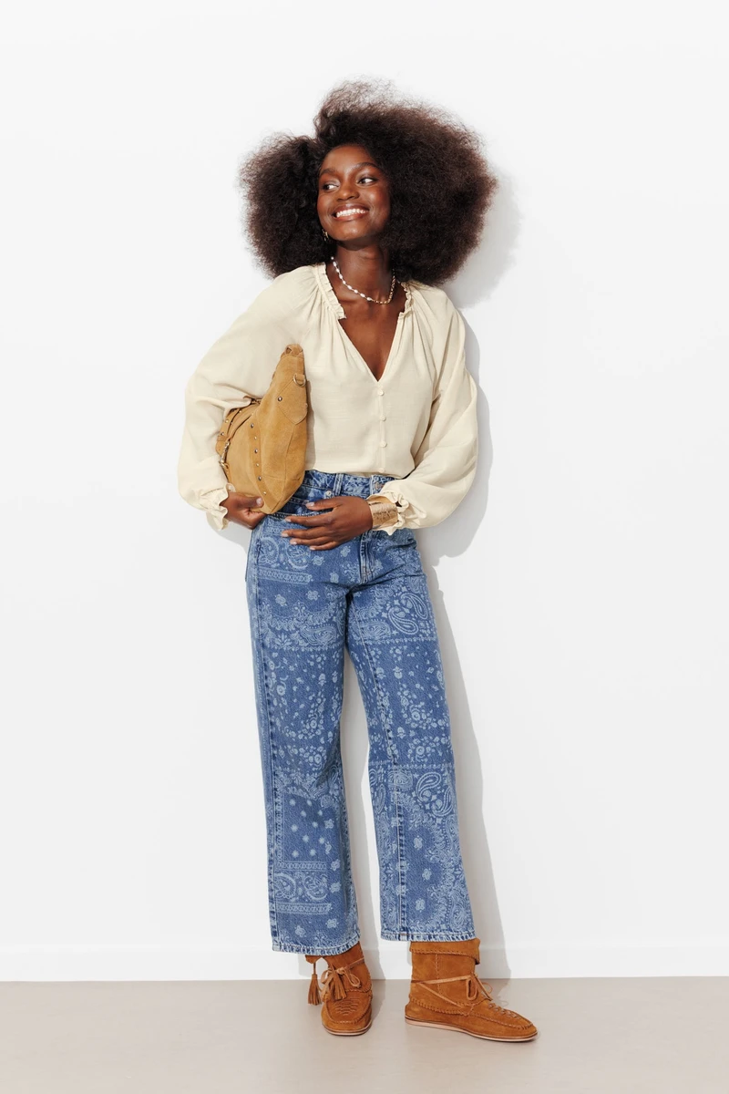 Blouse à col frou-frou Femme