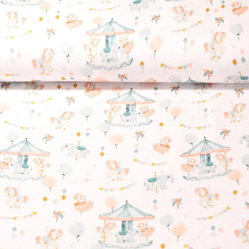 Mousseline de coton bio - cirque blanc lisse