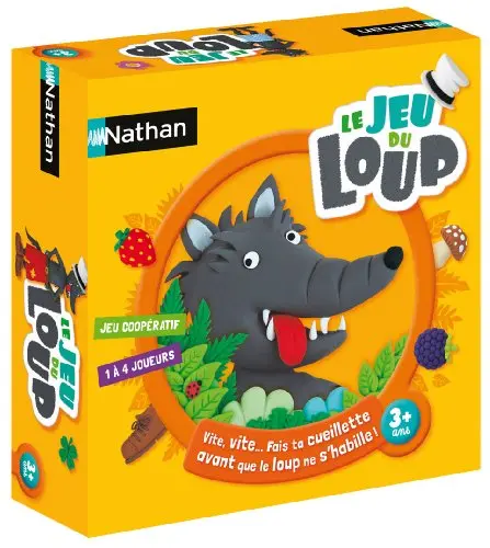 Nathan – Le jeu du Loup – Jeu de société – Jeu de coopération – Fini ta cueillette avant que le loup soit habillé !– A jouer en famille – De 1 à 4 joueurs – Dès 3 ans