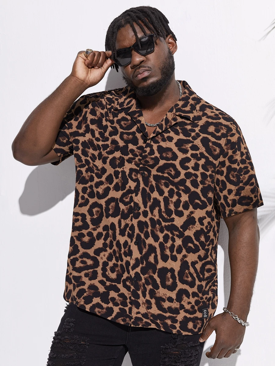 EASEVO Chemise À Imprimé Léopard Pour Hommes, Grande Taille, Manches Courtes, Boutonnée, Graphique Coloré, Chemise Décontractée Pour Sortie
