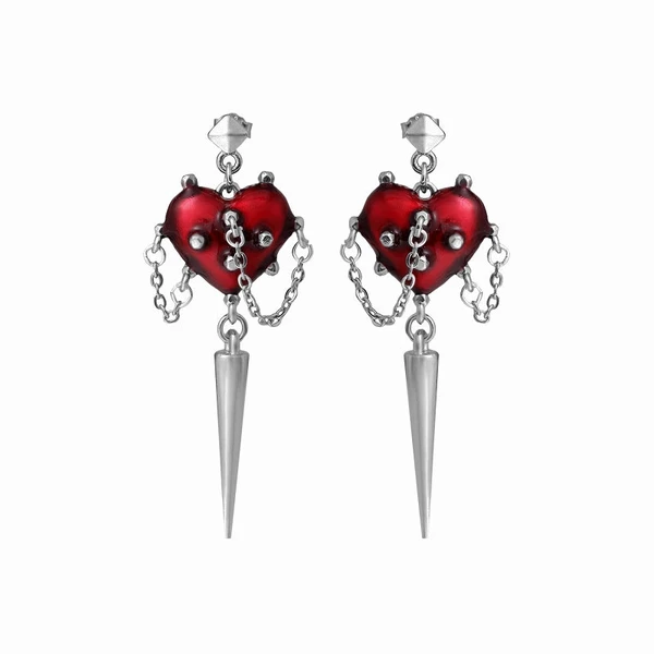 Forbidden Love Heart Tassel Earrings