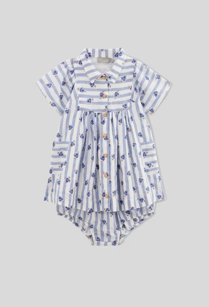 Robe manches courtes col polo avec culotte imprimées en coton BIO