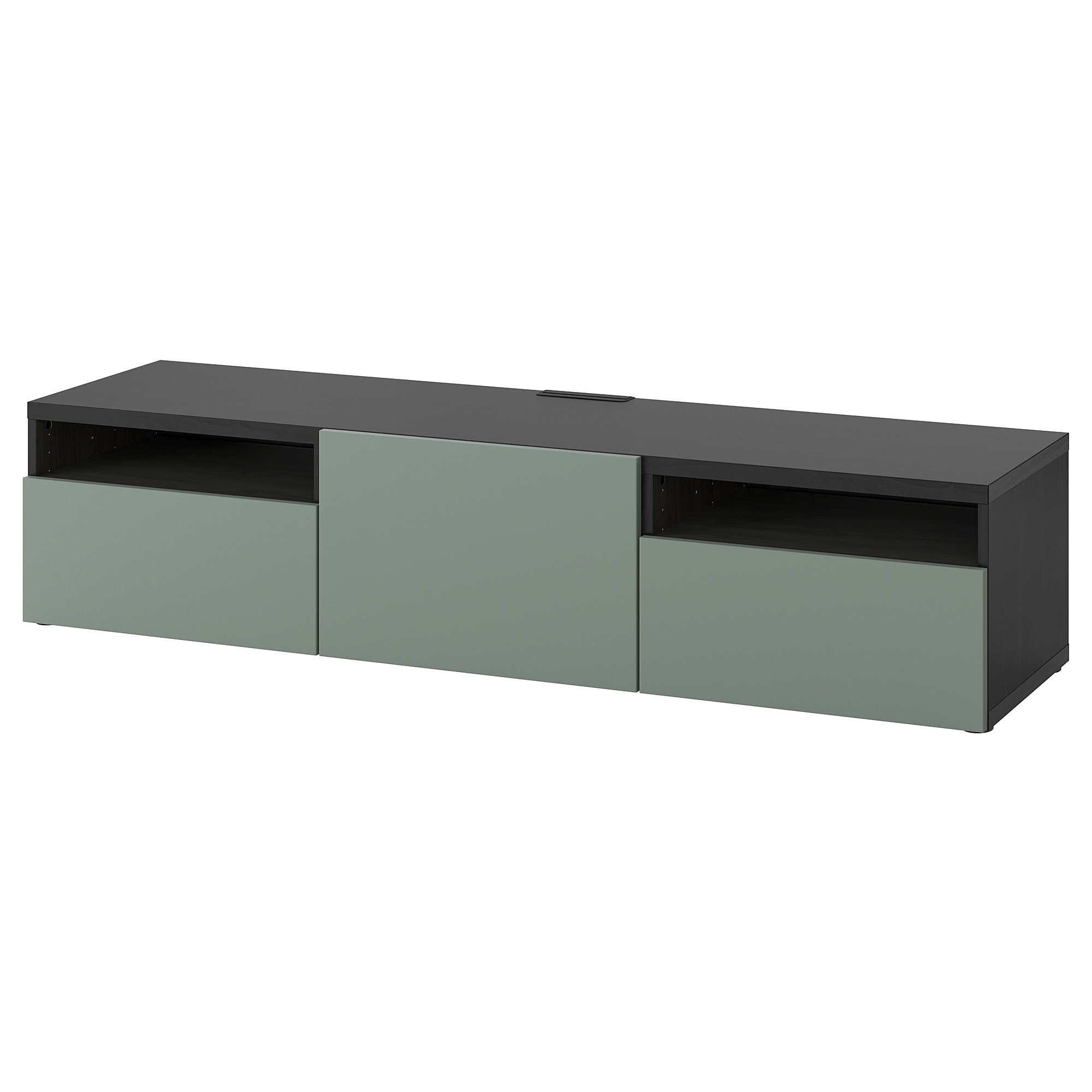 BESTÅ Banc TV - brun noir, Notviken gris vert - IKEA ...