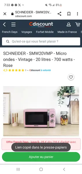 Micro ondes rose