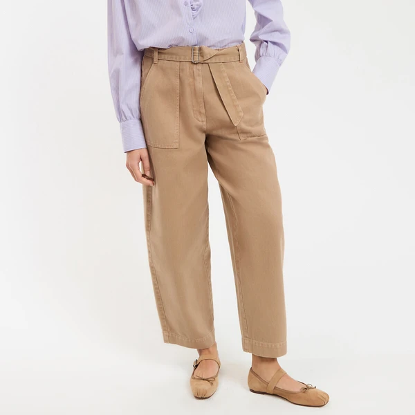 Pantalon large coupe barrel avec ceinture