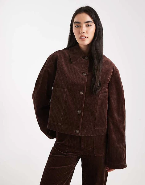 ASOS DESIGN - Veste d'ensemble en velours côtelé - Marron