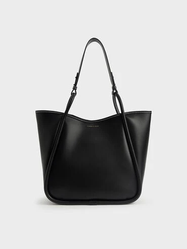 Lyla Tubular Slouchy Tote Bag- Black