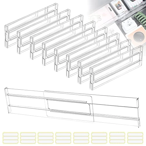 QINERSAW 8 PCS Separateur Tiroirs Reglable en Plastique 27.5-52cm Organisateur Diviseurs, Rangement Tiroir de Bureau