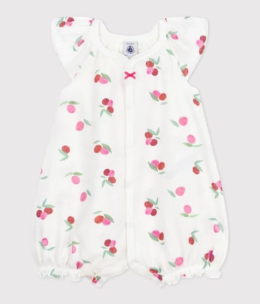 Combinaison courte bébé en coton fruits