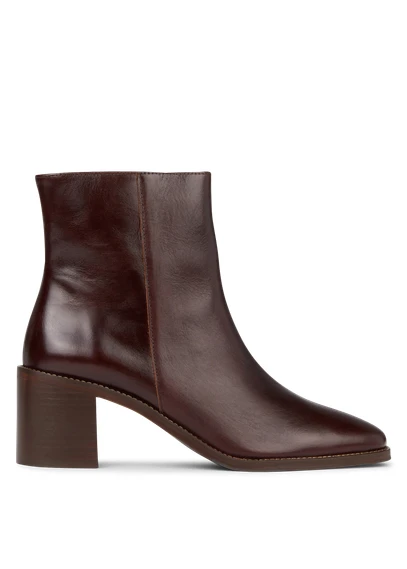Bottines à talons en cuir | Marron