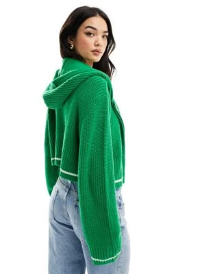 ASOS DESIGN - Sweat à capuche zippé avec liseré - Vert