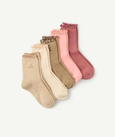 Lot de 5 chaussettes fille motif cerise