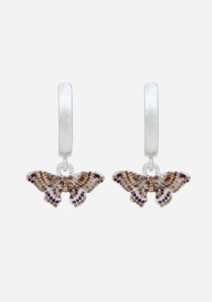 Cyrus Moth Charm Hoop Earrings