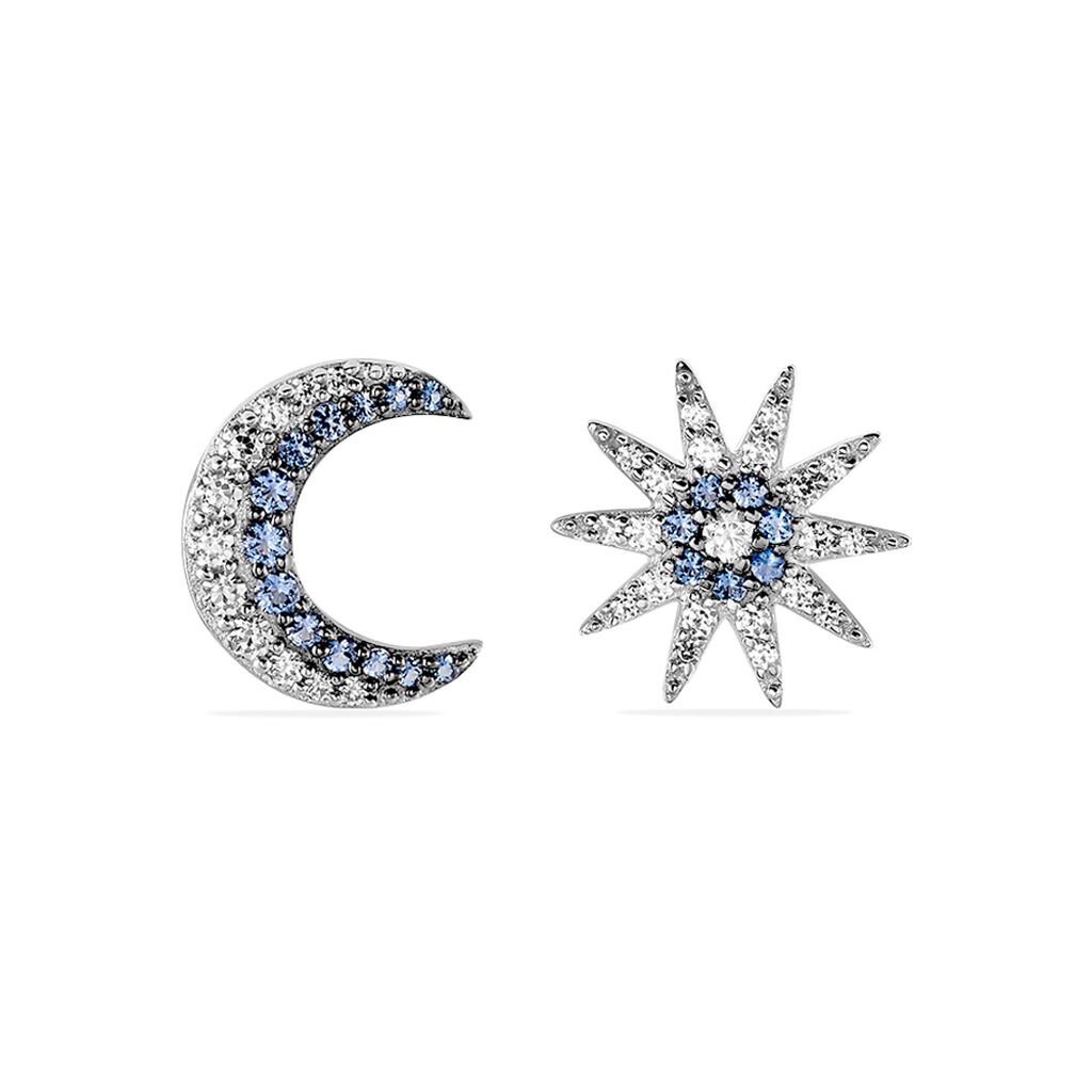 Boucles D'oreilles Dépareillées Bekhta Or Blanc Oxyde De Zirconium