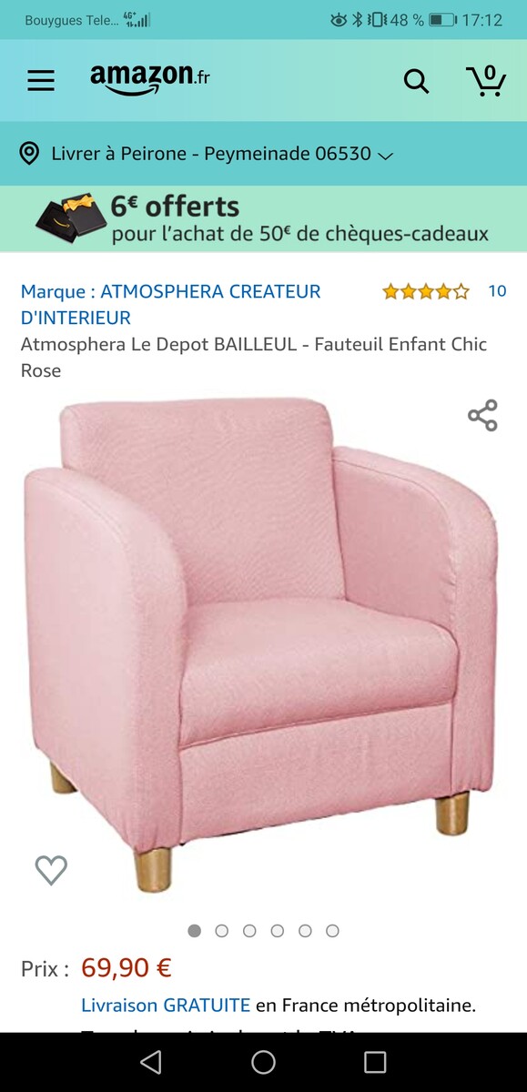 Fauteuil enfant chic rose