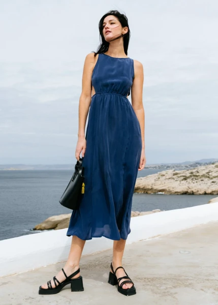 Robe en coton bio | bleu "cobalt kin dress - blue" Thinking Mu