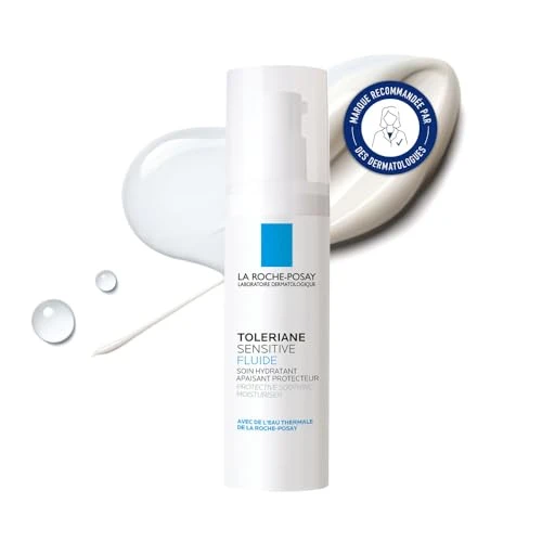 La Roche-Posay - Toleriane Sensitive Fluide - Soin Pour le Visage Apaisant, Protecteur - Fluide Hydratant Visage - Enrichi en Eau Termale, Niacinamide et Glycérine - Peaux Sensibles Mixtes à Grasses