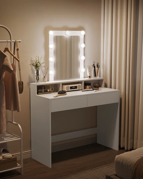 VASAGLE Coiffeuse avec miroir LED