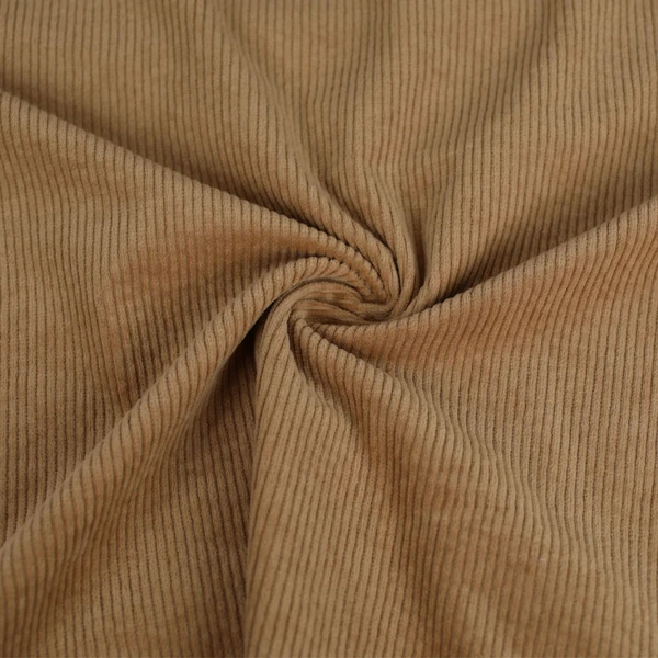 Tissu velours côtelé coton stretch uni - cashew | Pour couture d'habits en velours de poids moyen