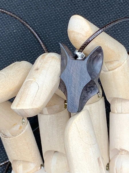 Ebony Wolf Head Pendant