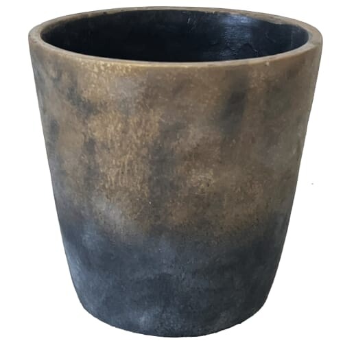 Cache pot de fleurs en ciment gris et or = H19cm