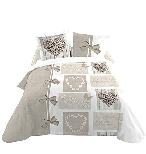 LOVELY CASA Housse de Couette, Coton, Blanc, 260x240 cm
