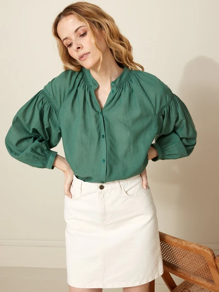 Blouse unie femme voile coton viscose