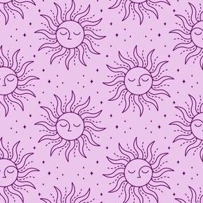 Sun Face on Lavender Fabric | Spoonflower