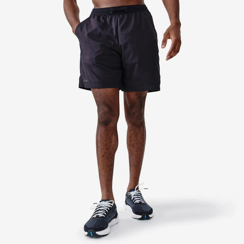 Short de running homme - kiprun run 500 dry bleu noir