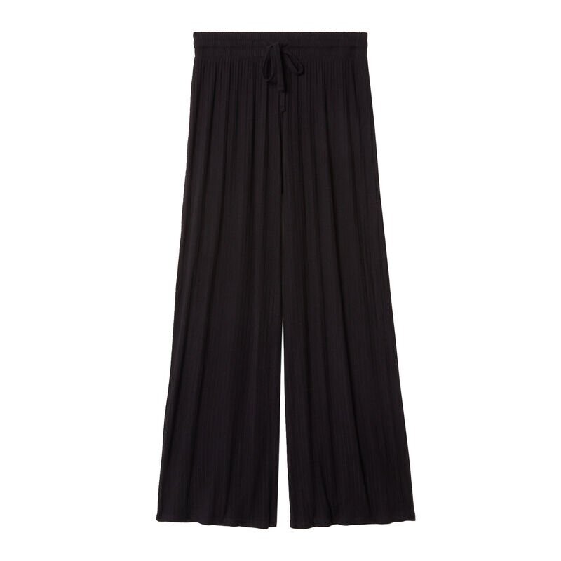 pantalon évasé en maille - noir