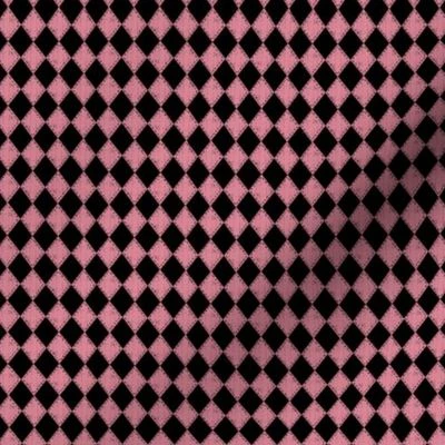 Mini Checkered Diamond Pink and Black Fabric | Spoonflower