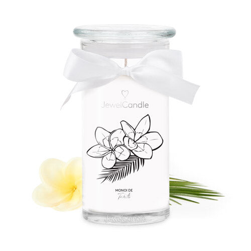 Bougie parfumée Monoï de Tahiti avec bijou en argent | JewelCandle