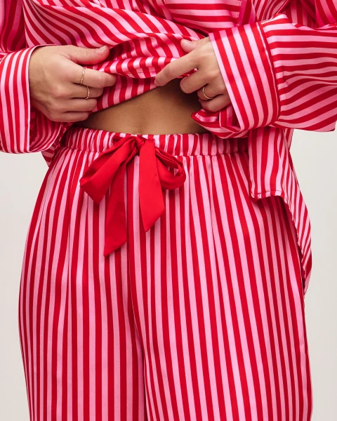 Pantalon de pyjama en satin à rayures