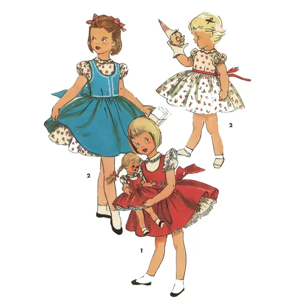 Modèle des années 1950, taille de robe de soirée assortie pour petites filles et robe de poupées - Multi-tailles -