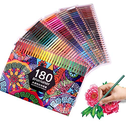 Gunsamg 180 Crayons Aquarelle - Crayons de Couleur Solubles Dans l'eau pour les étudiants en art Crayons d'art pour Livres de Coloriage pour Adultes, Croquis, Peinture…