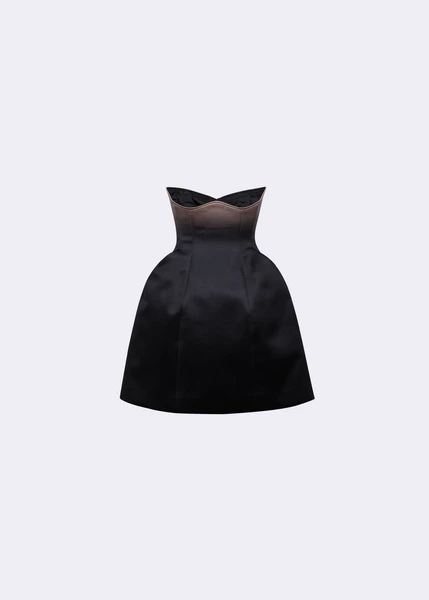 Black Ombre Nude Under-Bust Corset Mini Bell Skirt - POEM